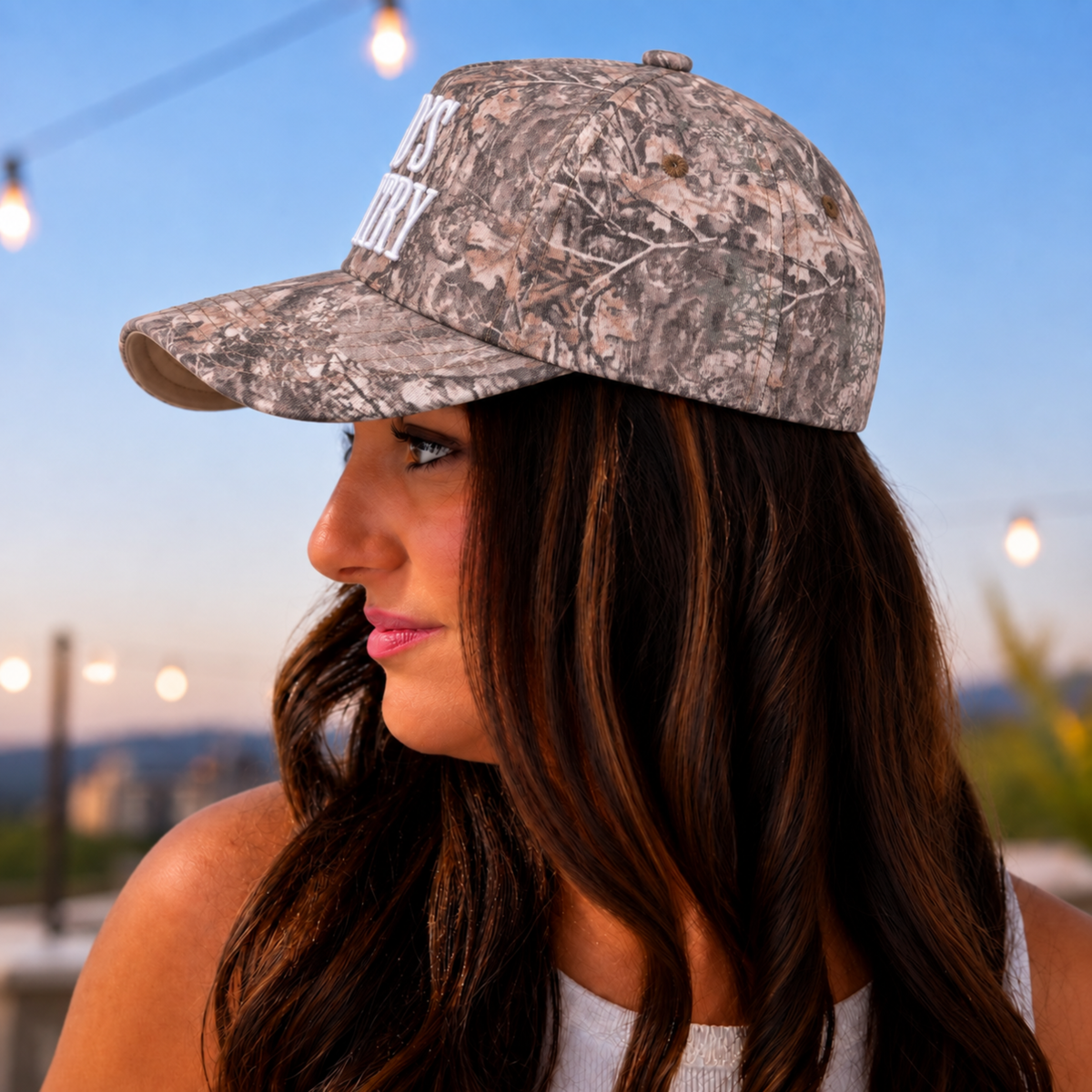 C.C. God’s Country Camo Embroidered Trucker Hat