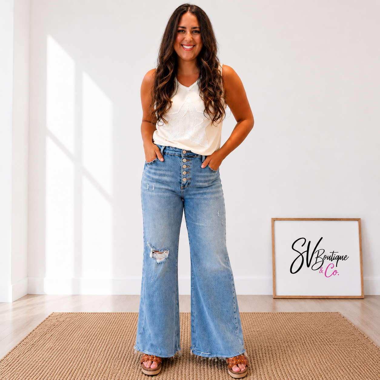 Risen City Stroll High Rise Button Up Jeans - SV Boutique & Co.