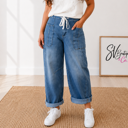 Risen Barrel Crop Jeans - SV Boutique & Co.