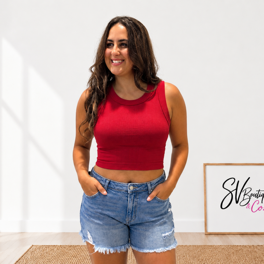 Ribbed Crop Tank Top - SV Boutique & Co.
