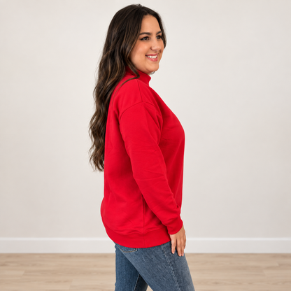 Santa Baby Candy Cane Appliqué Mock Neck Sweatshirt