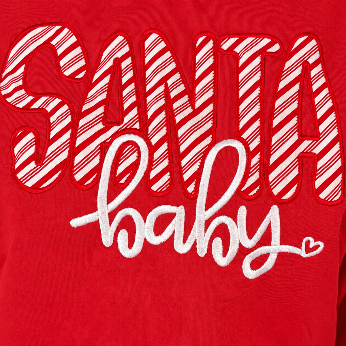Santa Baby Candy Cane Appliqué Mock Neck Sweatshirt