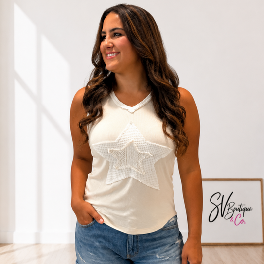 Butter Me Up Star V-Neck Tank Top - SV Boutique & Co.