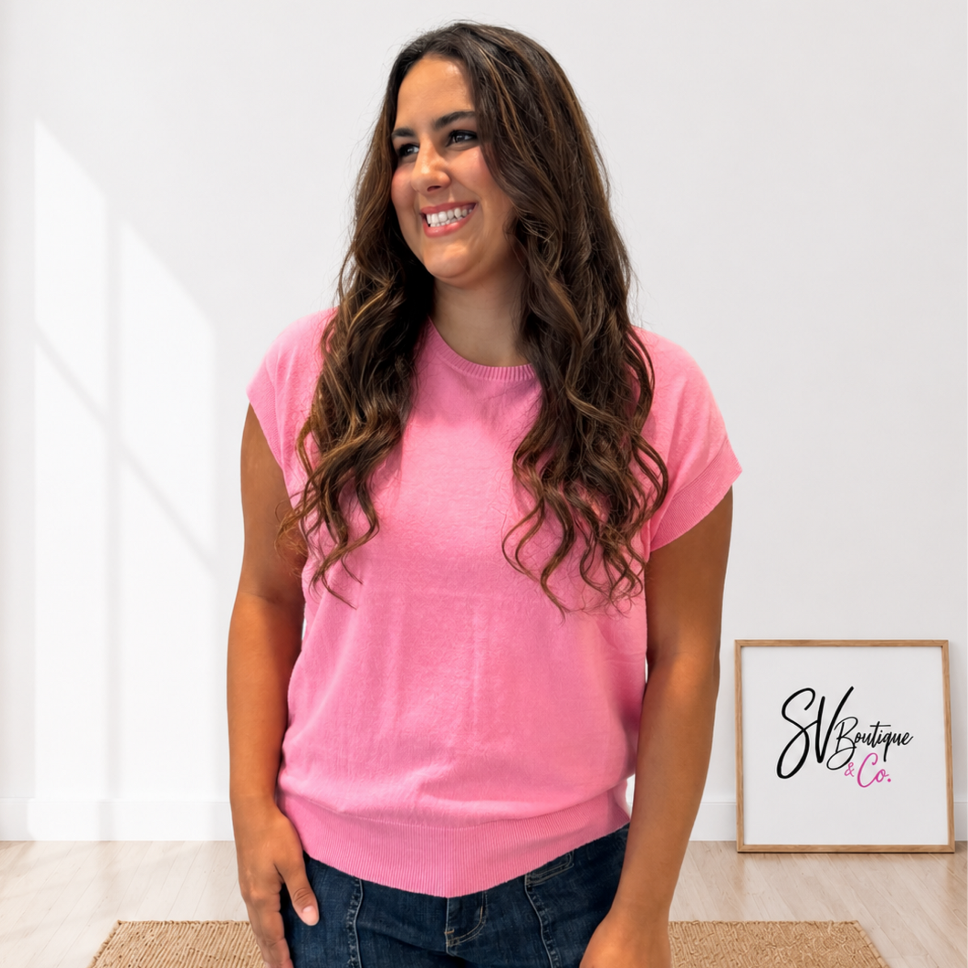 Tickled Pink side Stitch Sweater - SV Boutique & Co.