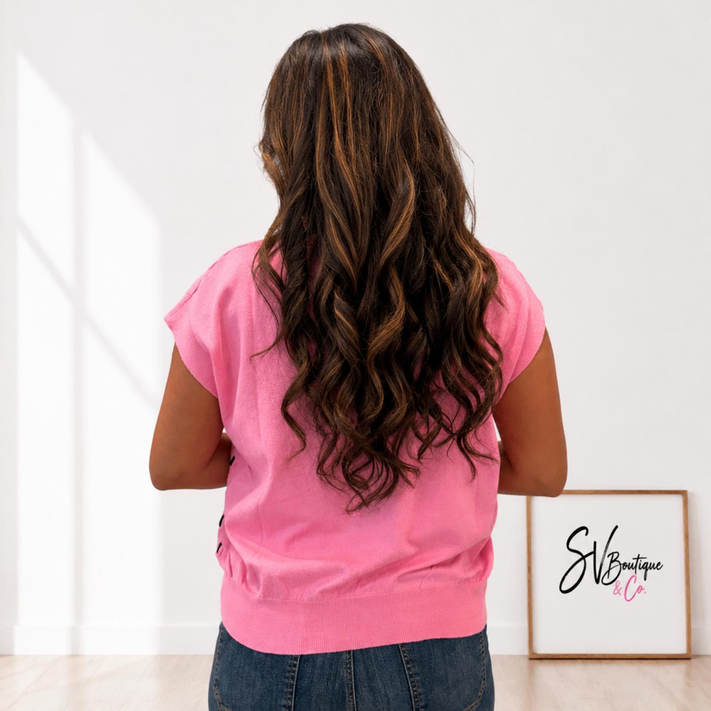 Tickled Pink side Stitch Sweater - SV Boutique & Co.