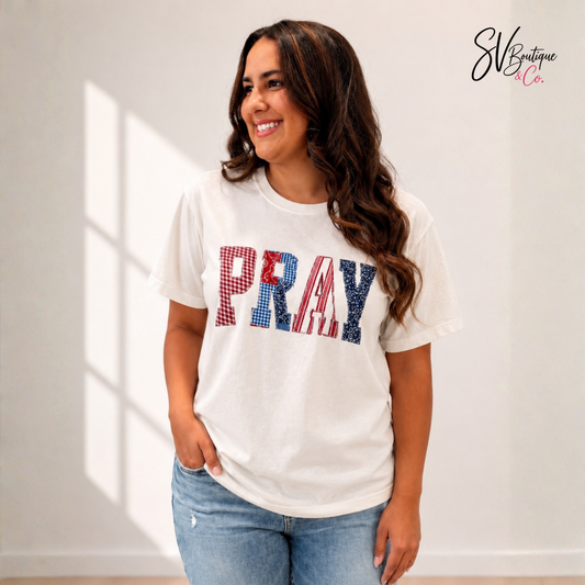 Pray Americana Patch Tee - SV Boutique & Co.
