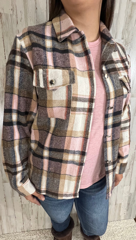 Plaid Flannel Shacket Shirt Jacket - SV Boutique & Co.