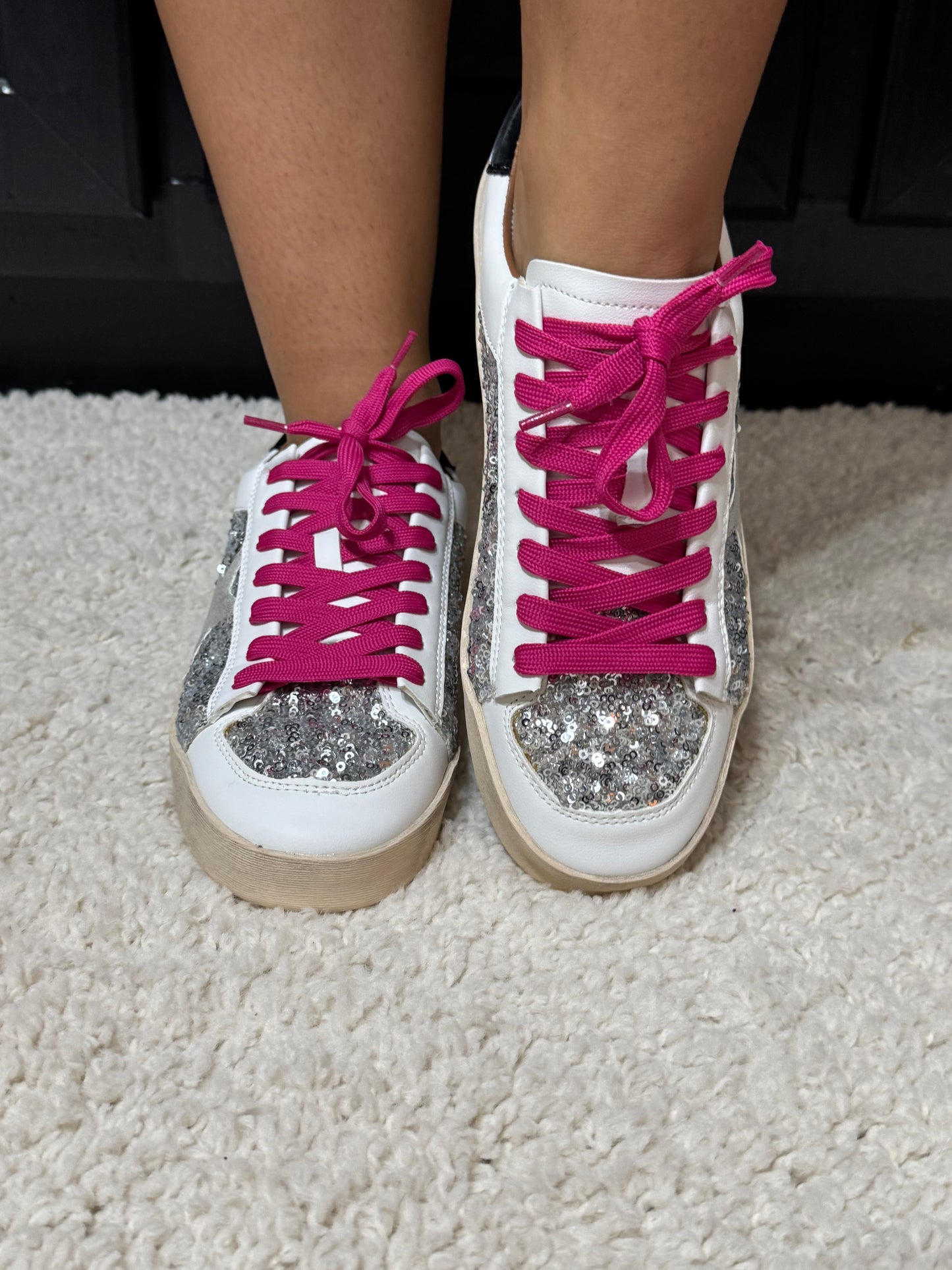 Corkys Silver Sequin Another Round Sneaker