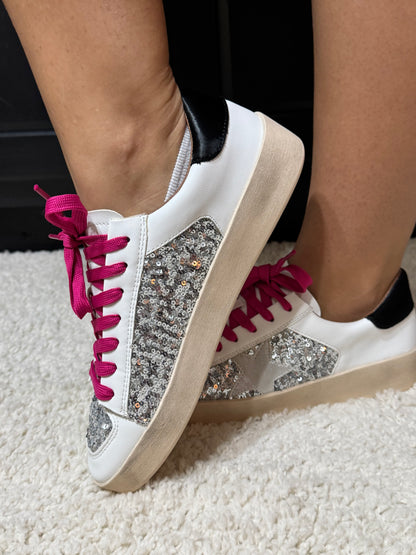 Corkys Silver Sequin Another Round Sneaker