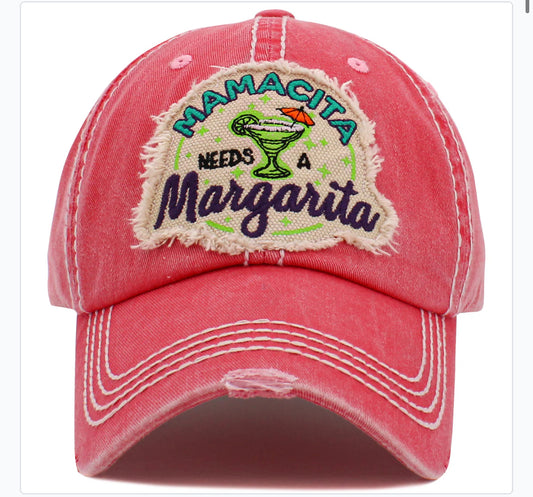 Mamacita Needs A Margarita Distressed Baseball Cap