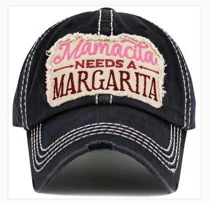 Mamacita Needs A Margarita Distressed Baseball Cap - SV Boutique & Co.