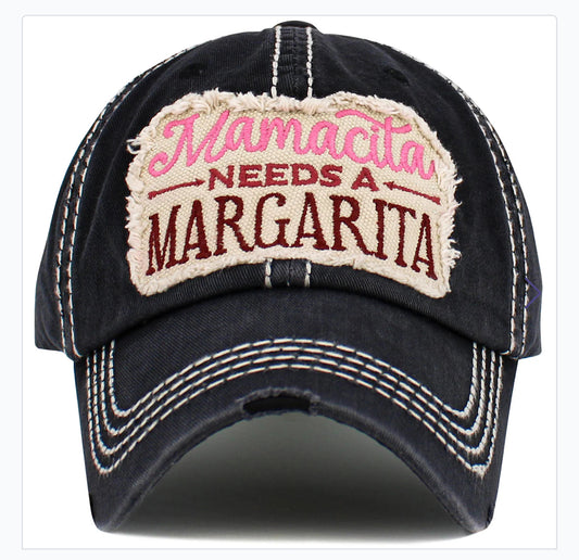 Mamacita Needs A Margarita Distressed Baseball Cap