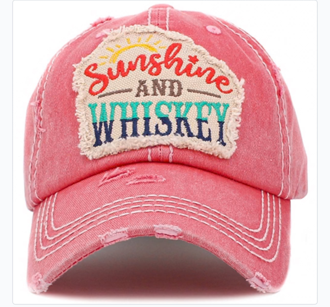 Sunshine And Whiskey Distressed Ball Cap - SV Boutique & Co.