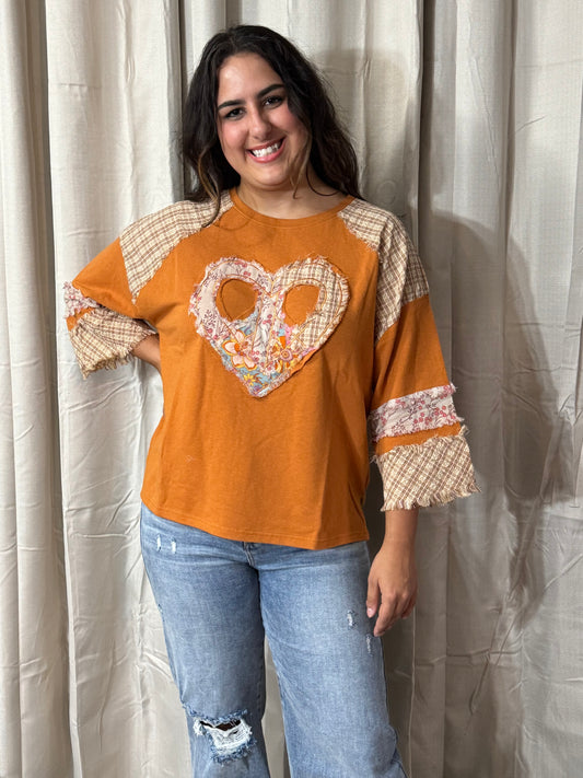 Boho Heart Patch Top by Easel