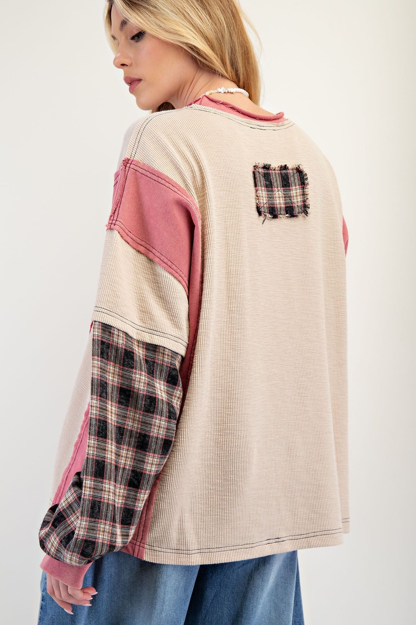 Strawberry Peace  Oversized Thermal Knit Pullover by Easel