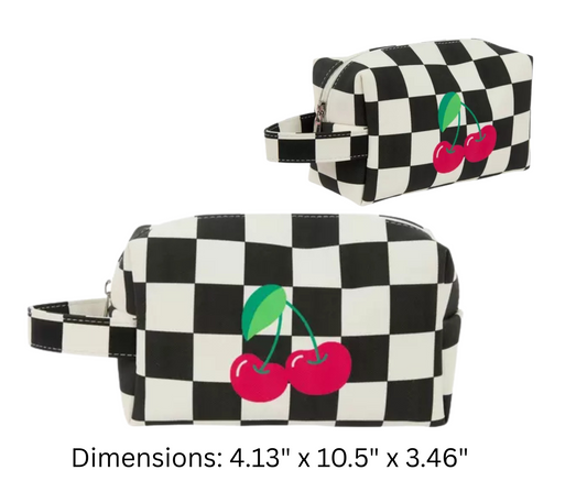 Cherry Checkered Cosmetic Bag – Retro & Chic!