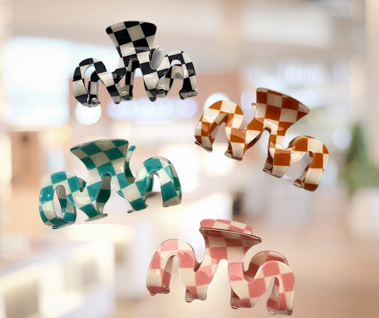 Checkered Curly Claw Clips - SV Boutique & Co.