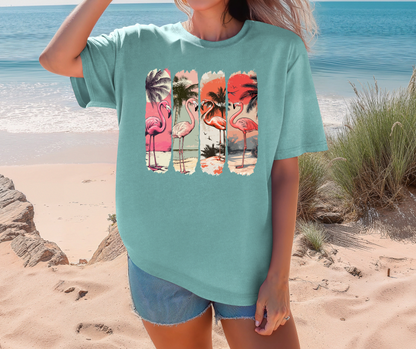 Beachside Flamingos