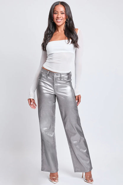 Metallic High Rise Hyperstretch Straight Leg