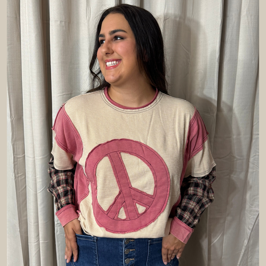 Strawberry Peace  Oversized Thermal Knit Pullover by Easel