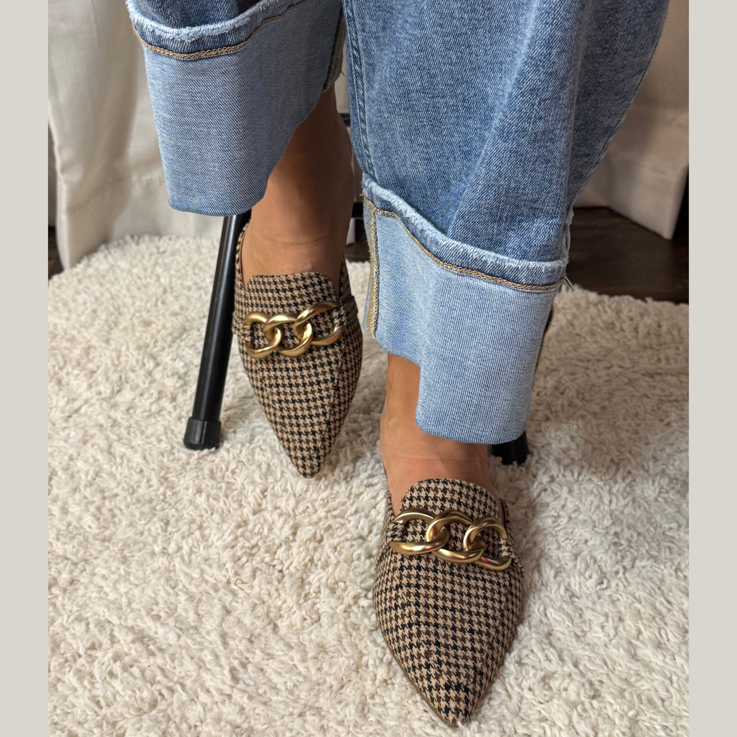 Corkys Playin For Keeps Houndstooth Slip On Mule