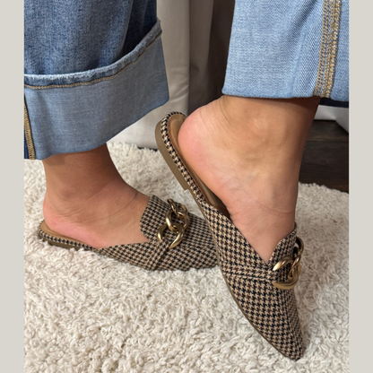 Corkys Playin For Keeps Houndstooth Slip On Mule