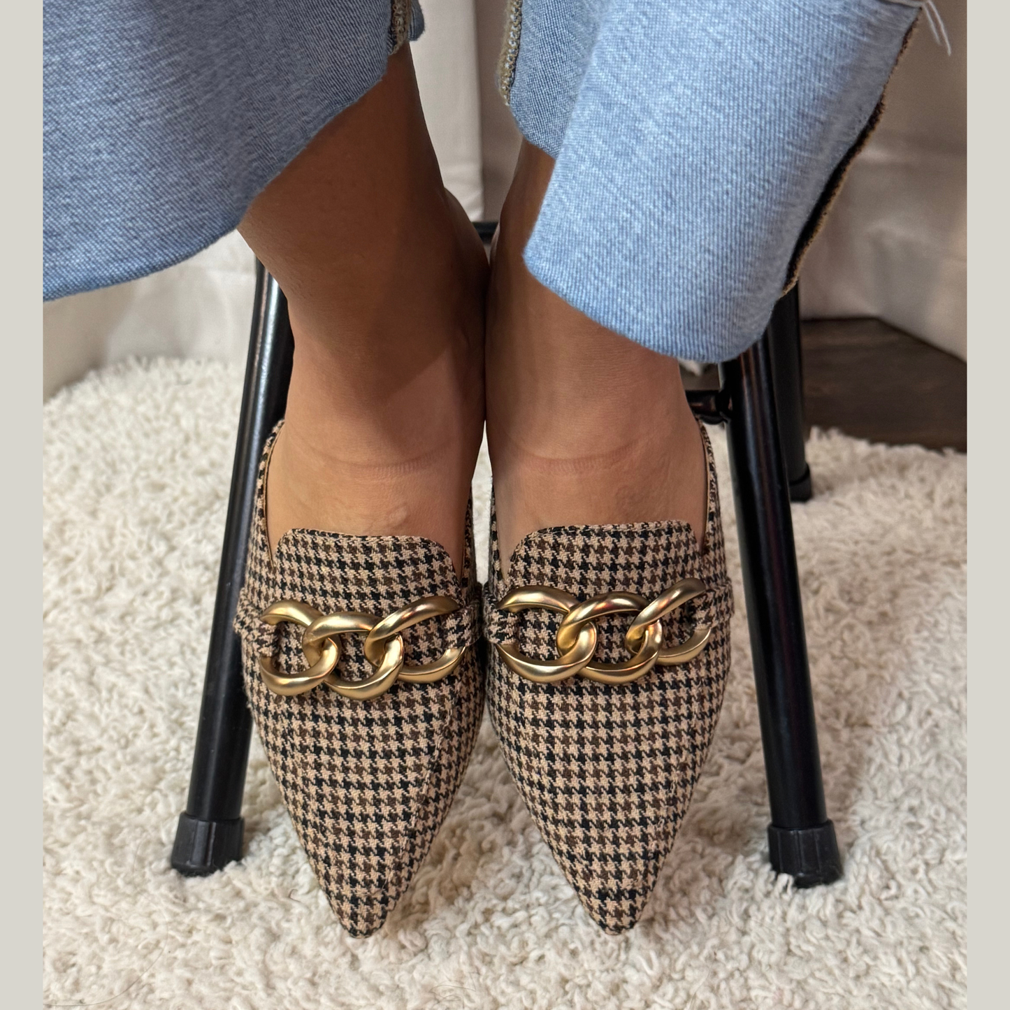 Corkys Playin For Keeps Houndstooth Slip On Mule