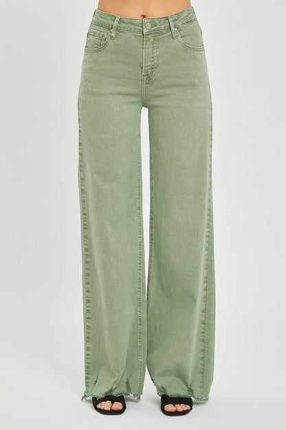 RISEN OLIVE HIGH RISE WIDE PANTS