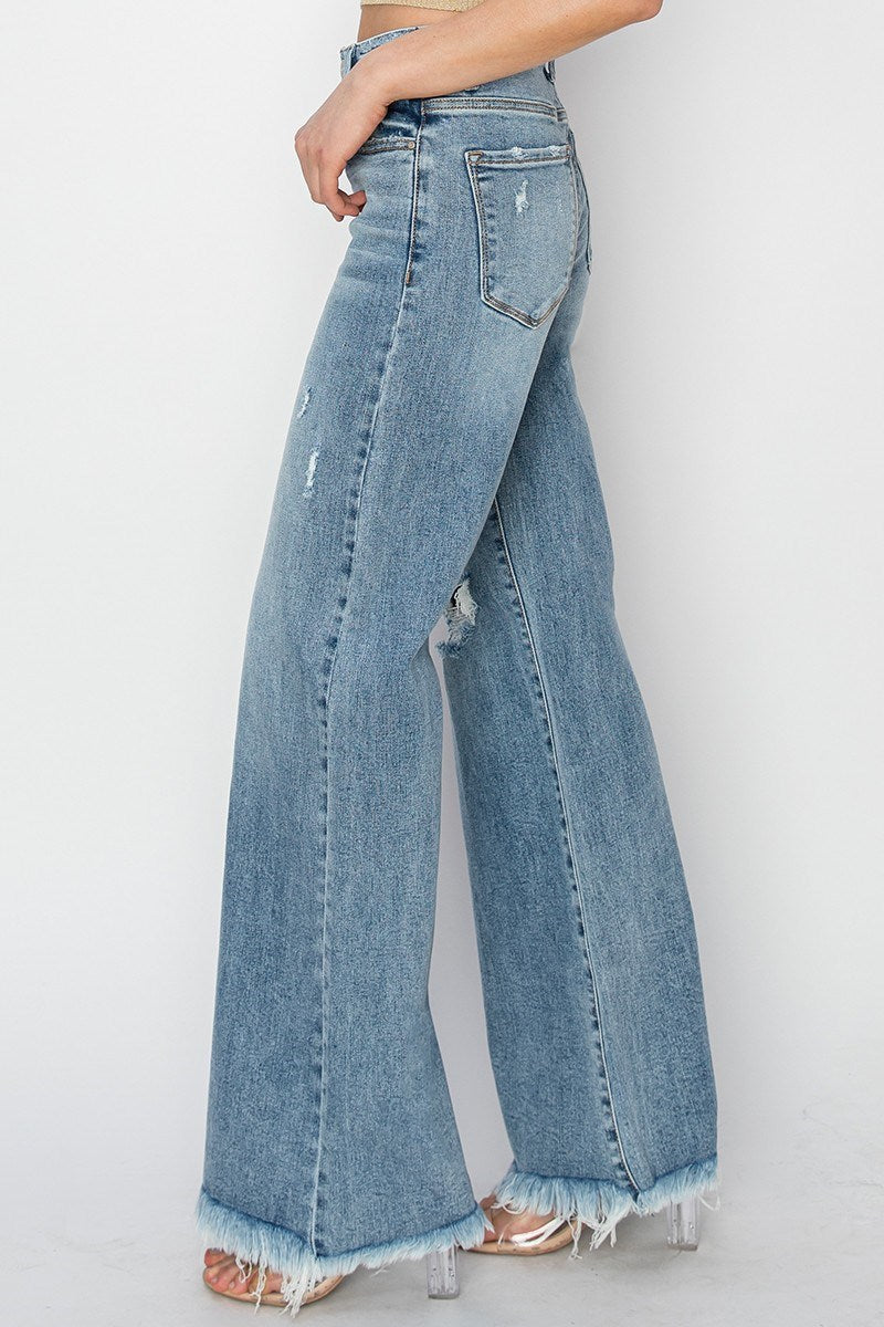 Risen City Stroll Mid Rise Wide Leg Jeans