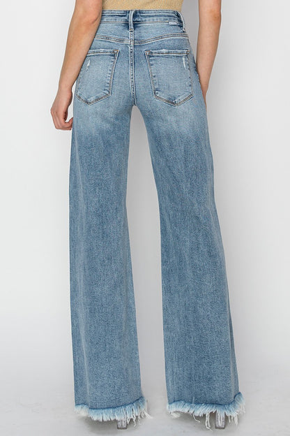 Risen City Stroll Mid Rise Wide Leg Jeans