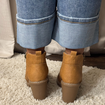 Corkys Rocky Top Camel Block Heel Ankle Bootie