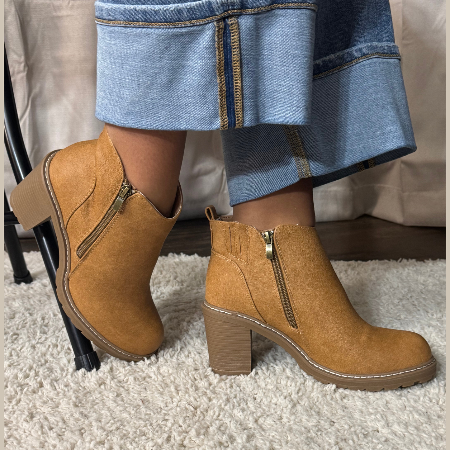 Corkys Rocky Top Camel Block Heel Ankle Bootie
