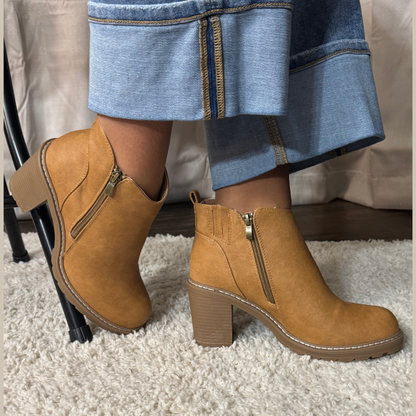 Corkys Rocky Top Camel Block Heel Ankle Bootie