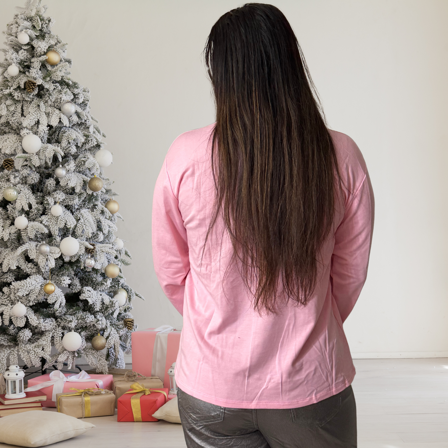 Holly Jolly Sequin On Pink Sweatshirt