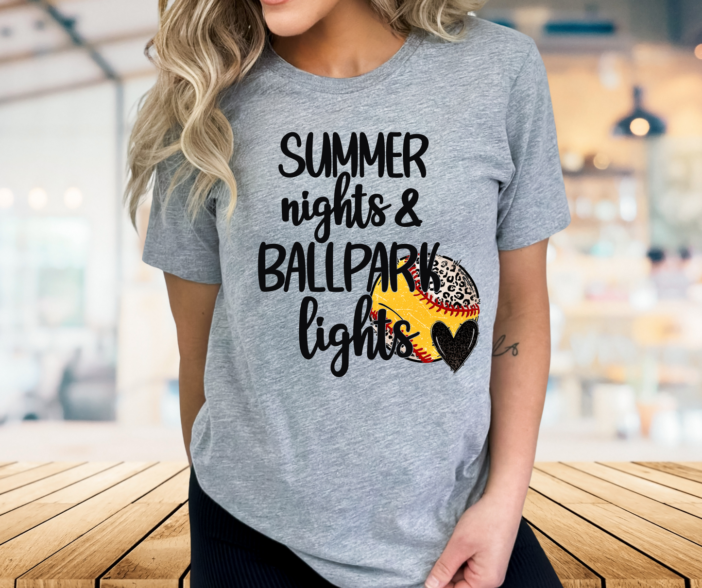 Summer Nights & Ballpark Lights Graphic Tee Baseball Or Softball - SV Boutique & Co.