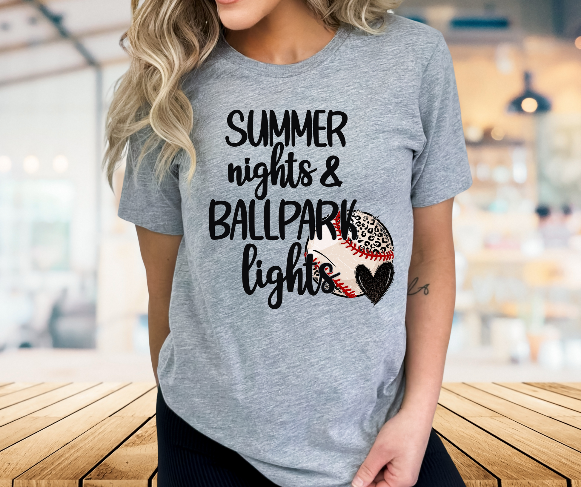 Summer Nights & Ballpark Lights Graphic Tee Baseball Or Softball - SV Boutique & Co.