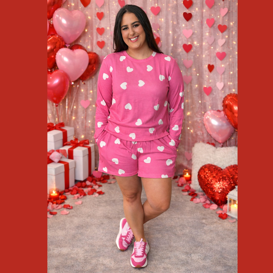 Pretty In Pink Hearts Pj Set FINAL SALE