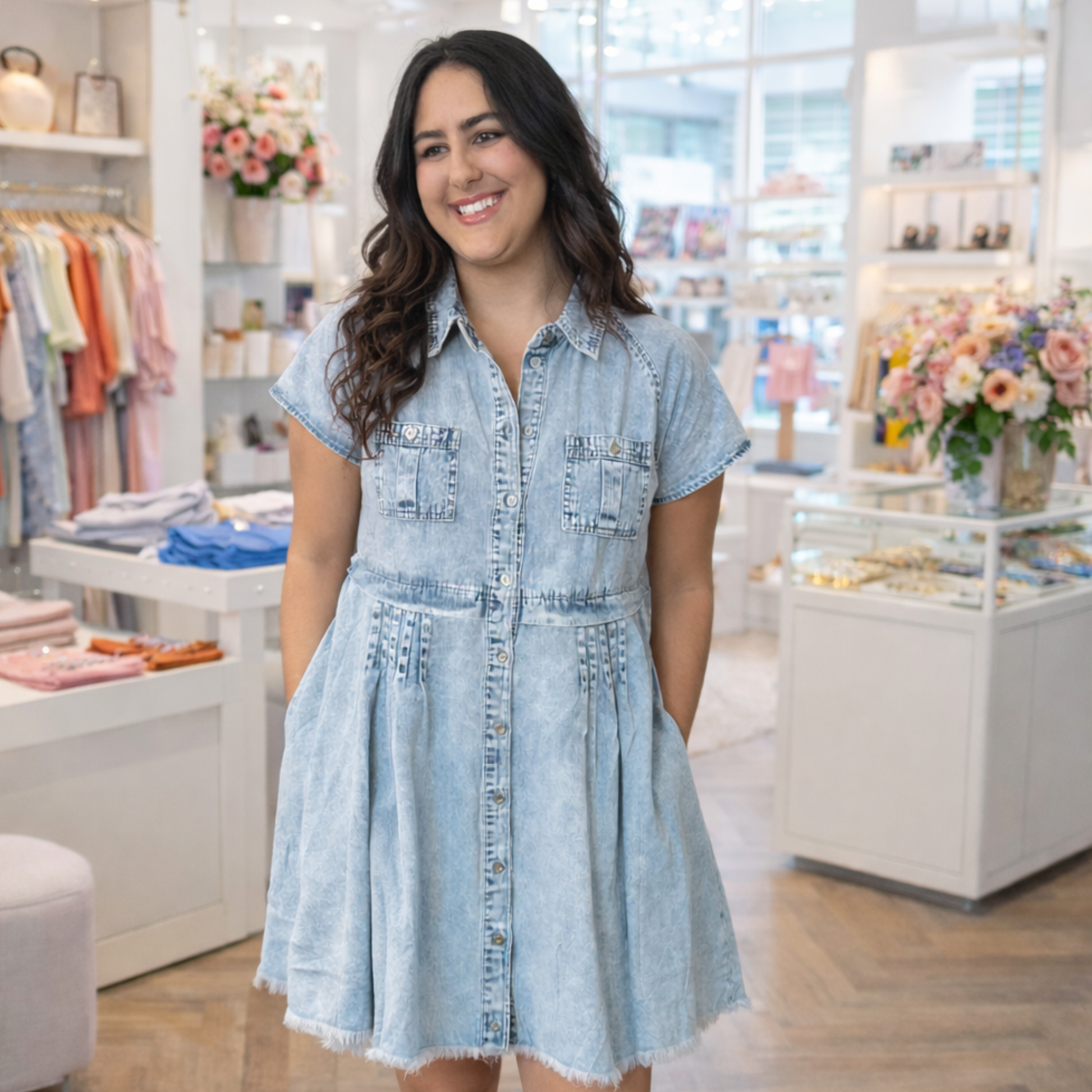 Pocket Full Of Denim Mini Dress - SV Boutique & Co.