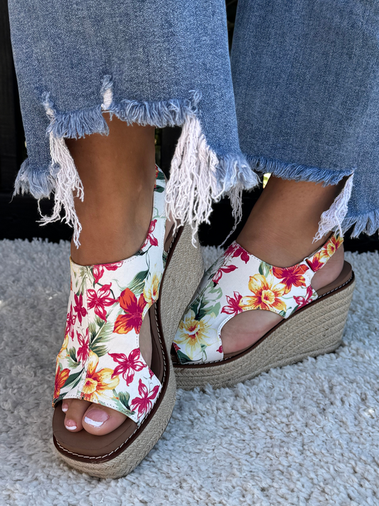 CORKYS FREDDIE FLORAL ESPADRILLE WEDGE