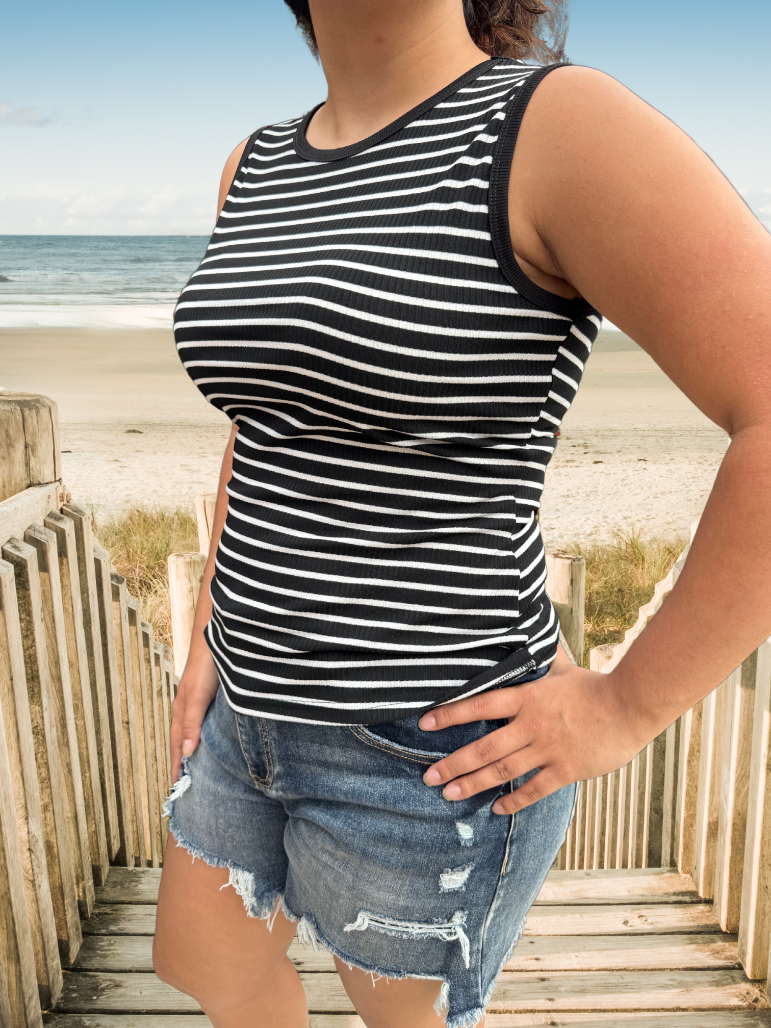 Black Stripe Ribbed Tank Top - SV Boutique & Co.