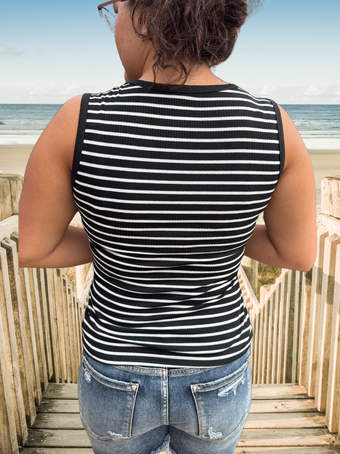 Black Stripe Ribbed Tank Top - SV Boutique & Co.
