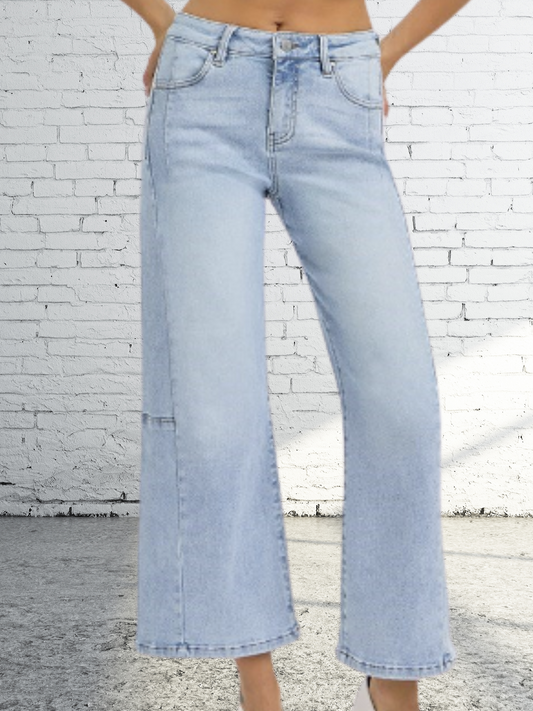 RISEN HIGH RISE CROP WIDE LEG SEAMED JEANS - SV Boutique & Co.