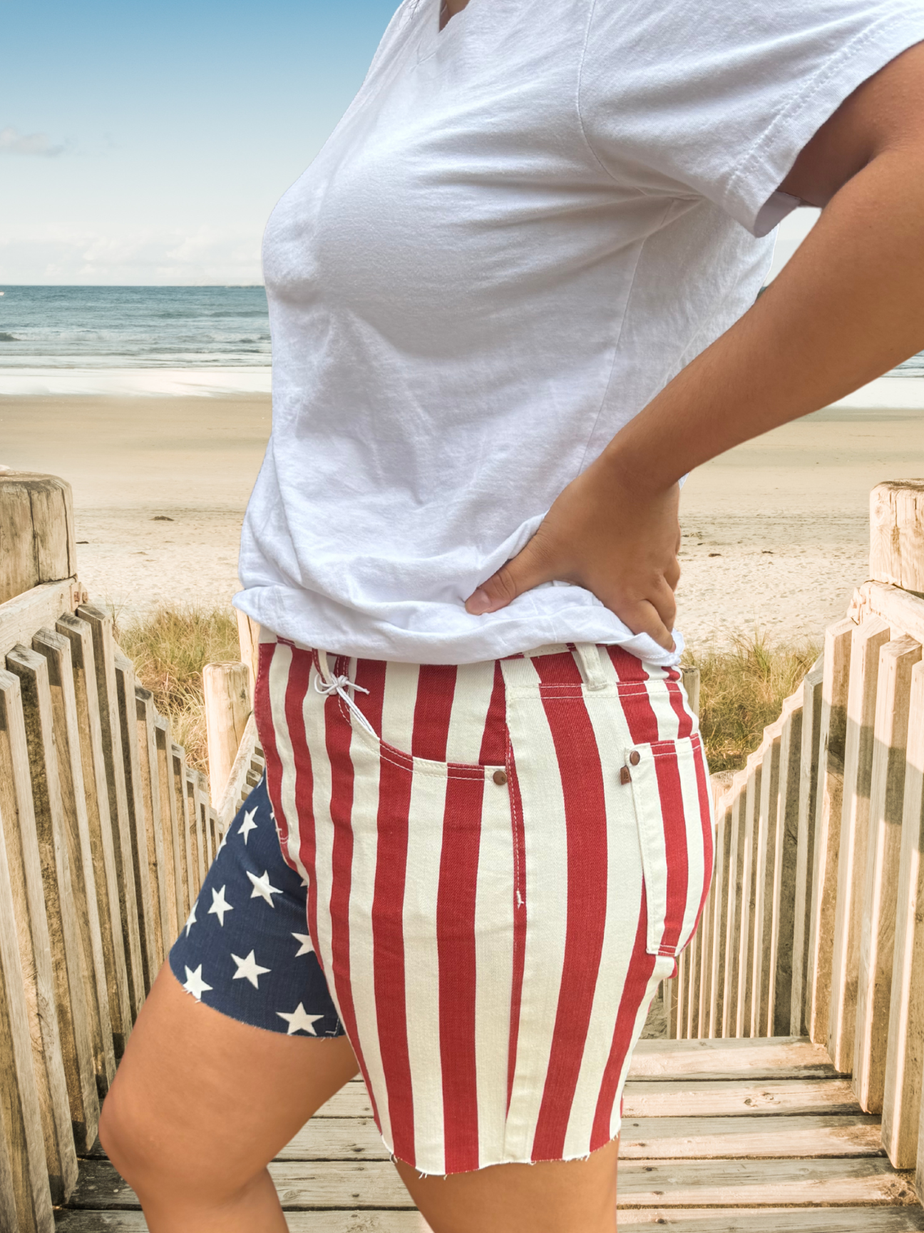 Judy Blue High Waist Americana Freedom  Fray Hem Shorts