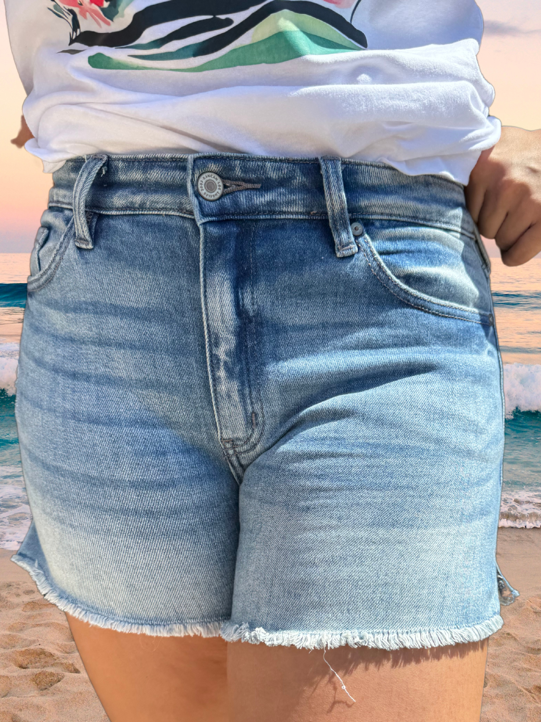KanCan High Rise Side Slit Shorts - SV Boutique & Co.