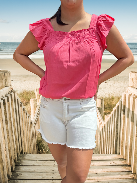 White Vibes Raw Hem High Waist Denim Shorts