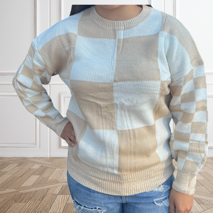 Check Me Out Sweater-Fuschia/Khaki - SV Boutique & Co.