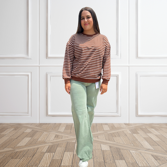 RISEN OLIVE HIGH RISE WIDE PANTS