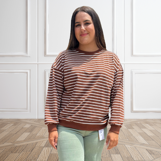 Mocha Moves Stripe Sweatshirt