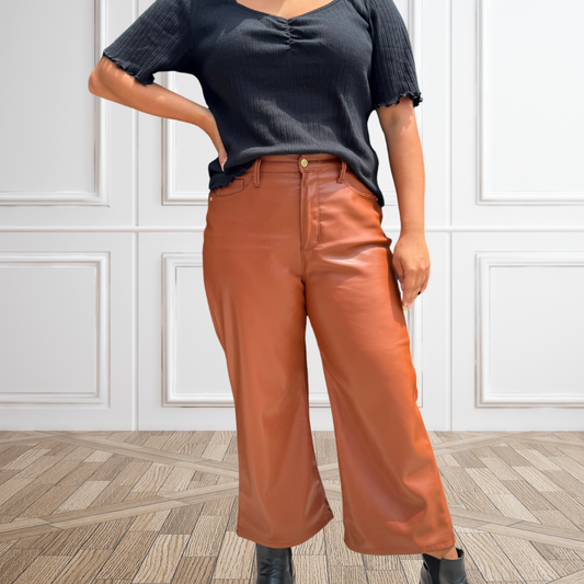 Judy Blue Camel Faux Leather Tummy Control Pants