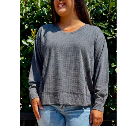 Long Sleeve Black Cozy Two Toned Thermal Andree By Unit